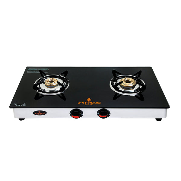 Win Monalisa 2 Burner Glass Top/WiN MONALISA byKiran Legion 2 Burner Glass Manual Gas Stove  (2 Burners)