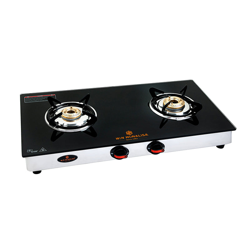 Win Monalisa 2 Burner Glass Top/WiN MONALISA byKiran Legion 2 Burner Glass Manual Gas Stove  (2 Burners)