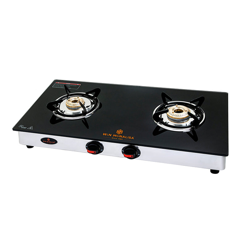 Win Monalisa 2 Burner Glass Top/WiN MONALISA byKiran Legion 2 Burner Glass Manual Gas Stove  (2 Burners)