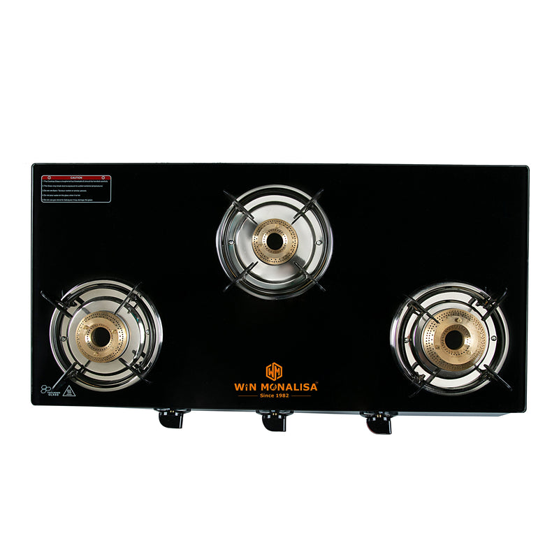 WiN MONALISA Legion 3 burner Glass Top Glass Manual Gas Stove  (3 Burners)