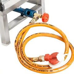 kiran Gas stove/Bhatti with Brass nut hose pipe, High Pressure Regulator and valve Stainless Steel Manual Gas Stove 10 x 10 (1 Burners)