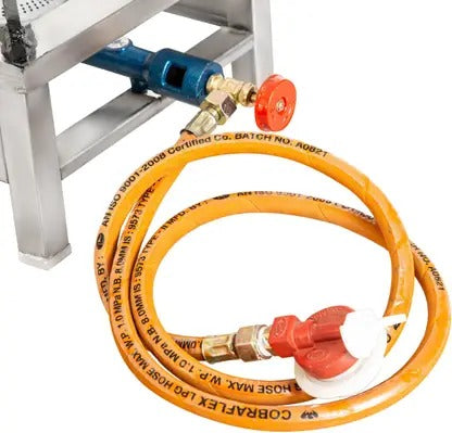 kiran Gas stove/Bhatti with Brass nut hose pipe, High Pressure Regulator and valve Stainless Steel Manual Gas Stove 10 x 10 (1 Burners)