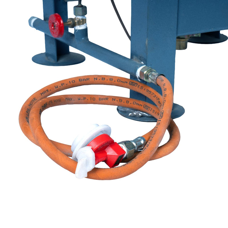 Kiran MS Gas Stove/Bhatti with Brass Nut Hose Pipe, High Pressure Regulator and value Stainless Steel Manual Gas Stove (1 Burners )