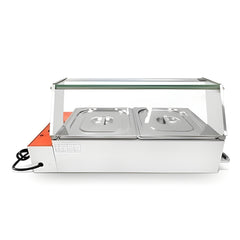 Electric Bain Marie with Glass-2 Compartments (2 GN Pans of 1/2 100mm~5.5L/Pan )