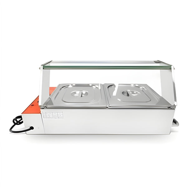 Electric Bain Marie with Glass-2 Compartments (2 GN Pans of 1/2 100mm~5.5L/Pan )