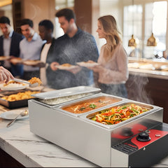 Electric Bain Marie without Glass - 3 Compartments (3) GN Pans of 1/3 150mm ~ 5.5L/Pan)