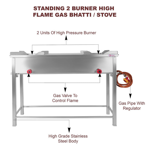 Stainless Steel Commercial Gas Stove (2 Burners)