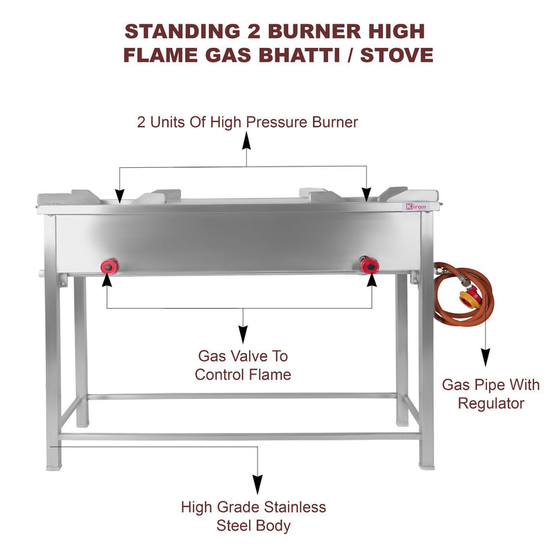 Stainless Steel Commercial Gas Stove (2 Burners)