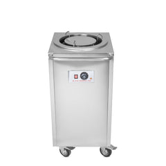 Electric Square Shaped SS Plate Warmer with Temp Controller & Wheel Lock Function - Single (Capacity: 50 plates/batch | Max Plate Size: 27.5cm Diameter)