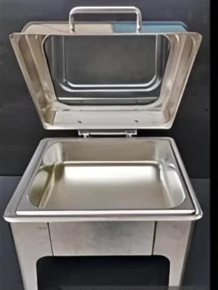 Chafing Dish Square 6L with Hydraulic Soft Close &  Gel Based Heating - SS PLAIN