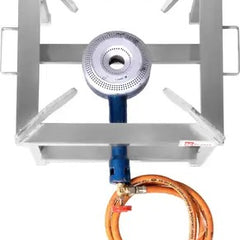 kiran 18x18 SS Gas stove/Bhatti with Jumbo Burner, Hose Pipe and regulator Stainless Steel Manual Gas Stove (1 Burners)