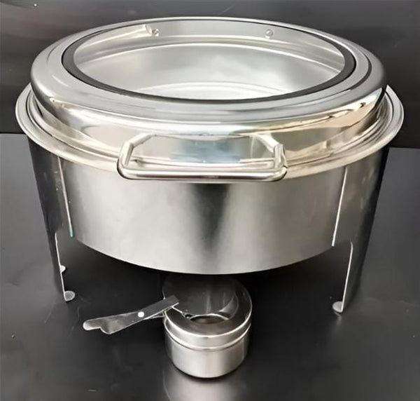 Chafing Dish Round 6L with Hydraulic Soft Close & Gel Based Heating - SS PLAIN