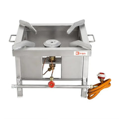 kiran 15 X15 SS Stove/Bhatti with Brass nut hose pipe, and valve Stainless Steel Manual Gas Stove (1 Burners)