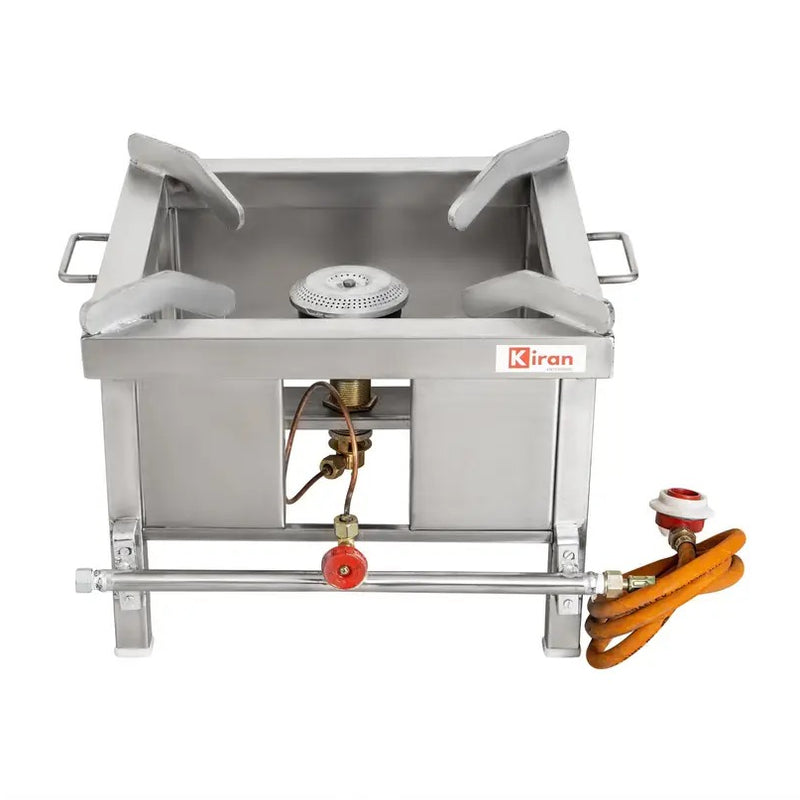 kiran 15 X15 SS Stove/Bhatti with Brass nut hose pipe, and valve Stainless Steel Manual Gas Stove (1 Burners)