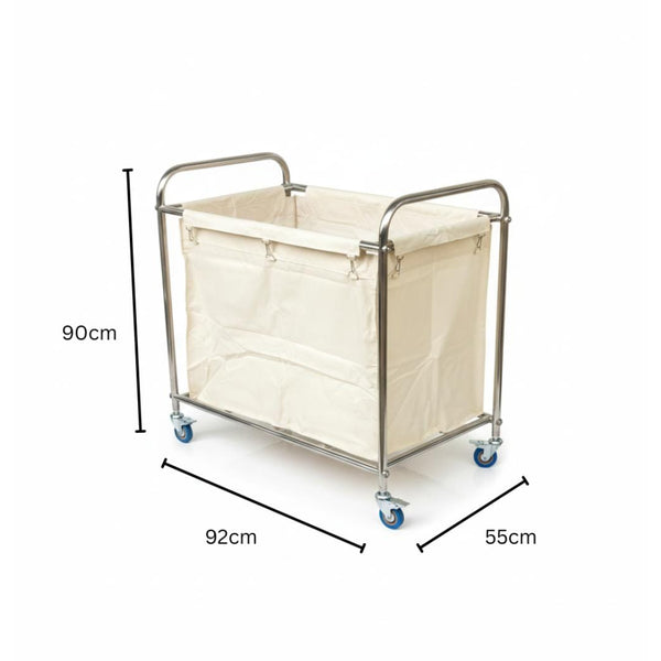 SS Rectangle Laundry Trolley with Linen Bag