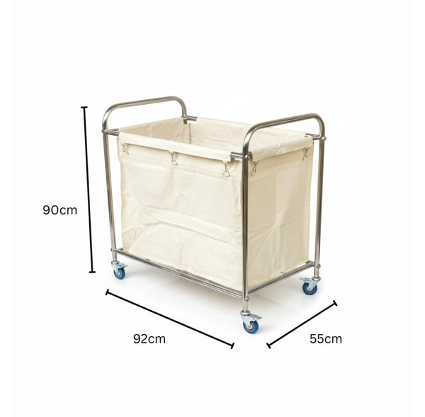 SS Rectangle Laundry Trolley with Linen Bag