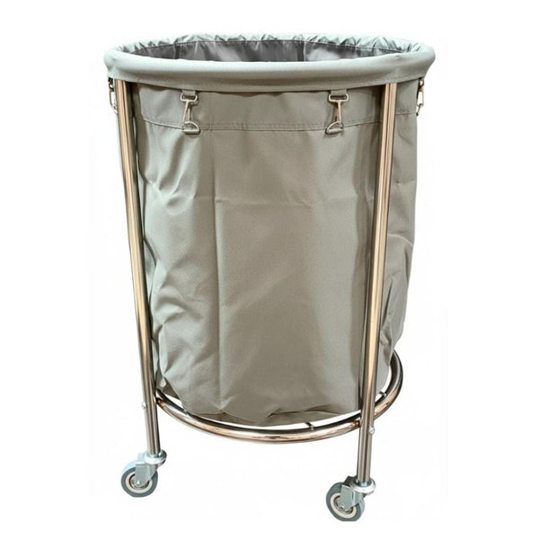 SS Round Laundry Trolley with Linen Bag