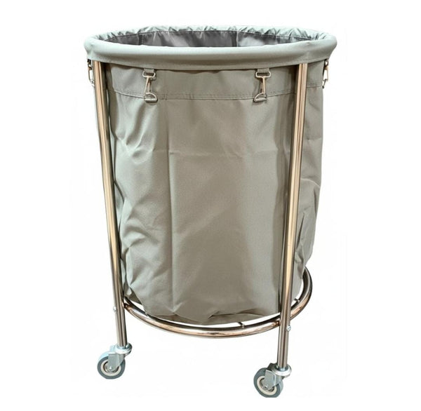 SS Round Laundry Trolley with Linen Bag