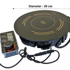Kiran Full Black Body Induction - |  2500W | Round | Flat Base |  Removable Adapter &  Touchscreen + Knob Model
