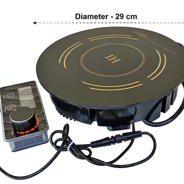 Kiran Full Black Body Induction - |  2500W | Round | Flat Base |  Removable Adapter &  Touchscreen + Knob Model