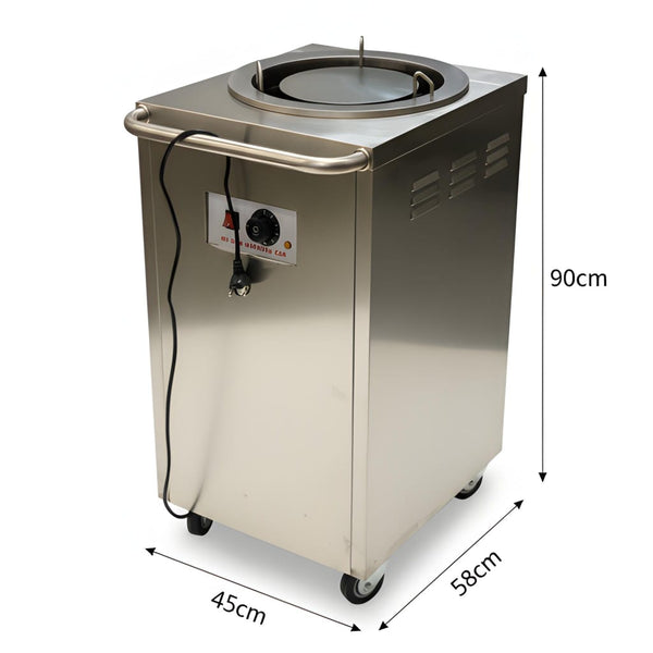 Electric Square Shaped SS Plate Warmer with Temp Controller & Wheel Lock Function - Single (Capacity: 50 plates/batch | Max Plate Size: 27.5cm Diameter)
