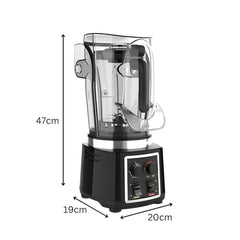 Electric 2L Soundproof Commercial Blender with Toughend Jar - Black