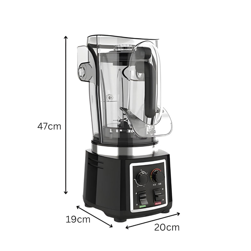 Electric 2L Soundproof Commercial Blender with Toughend Jar - Black