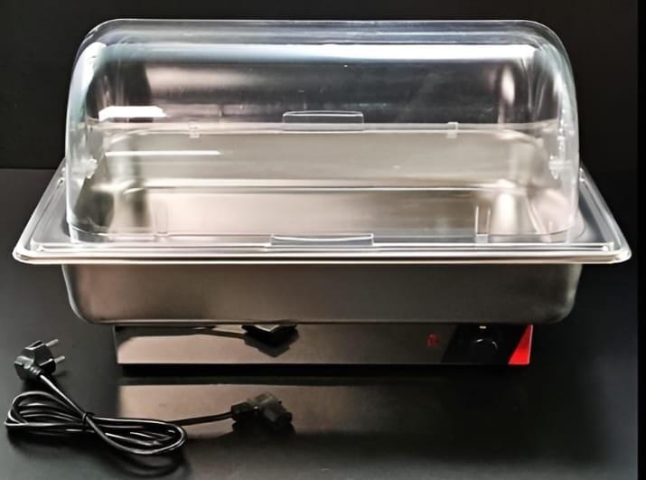 Electric SS Chafing Dish with PC Roll Top Lid(1C-1GN Pan of 1/1 65mm)