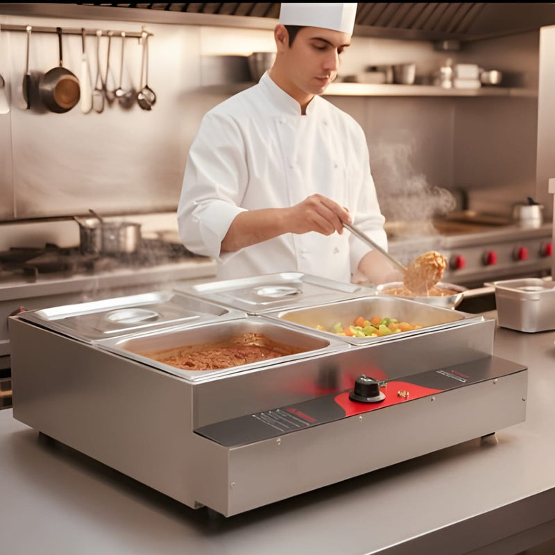 Electric Bain Marie without Glass - 4 Compartments ( 4 GN Pans of 1/2 150mm ~8.5L/Pan )