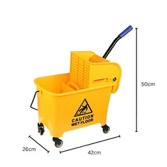 MS Handle Single Bucket Mop Wringer Trolley-20L | Virgin Plastic Body