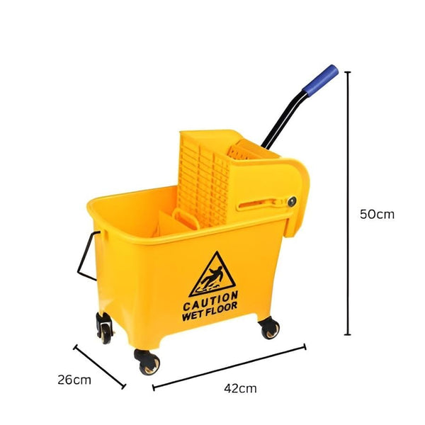 MS Handle Single Bucket Mop Wringer Trolley-20L | Virgin Plastic Body