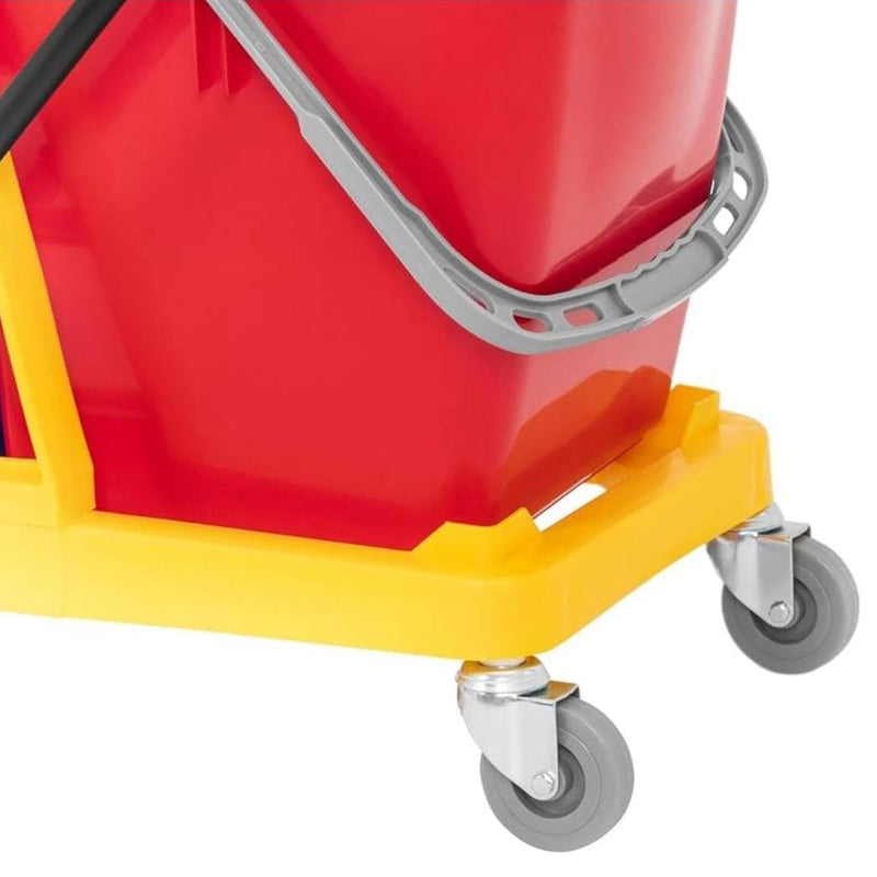 MS Handle Double Bucket Mop Wringer Trolley - 17L + 17L | Virgin Plastic Body