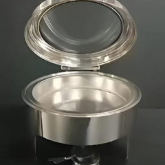 Chafing Dish Round 6L with Hydraulic Soft Close & Gel Based Heating - SS PLAIN