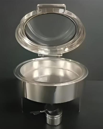 Chafing Dish Round 6L with Hydraulic Soft Close & Gel Based Heating - SS PLAIN