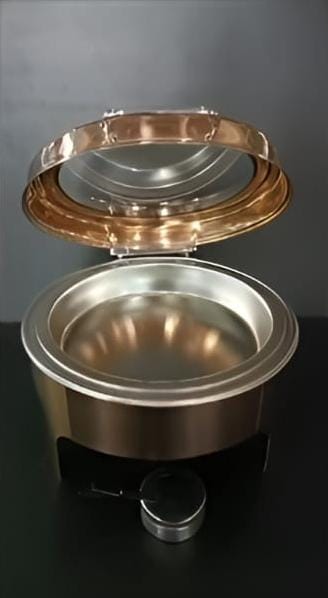 Chafing Dish Round  6L with Transparent Roof Top , Hydraulic Soft Close & Gel Based Heating - ROSE GOLD