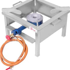 kiran 18x18 SS Gas stove/Bhatti with Jumbo Burner, Hose Pipe and regulator Stainless Steel Manual Gas Stove (1 Burners)