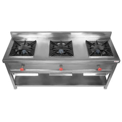 3 Burner Stainless Steel Manual Gas Stove