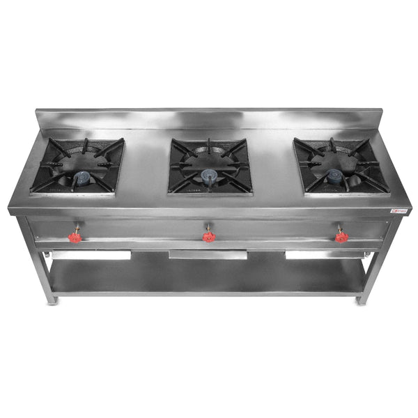 3 Burner Stainless Steel Manual Gas Stove