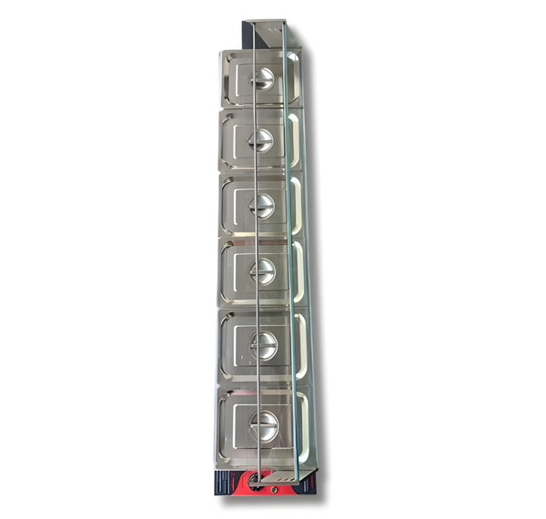 Electric Bain Marie with Glass - 6 Compartments ( 6 GN Pans of 1/2 100mm ~ 5.5L/Pan )