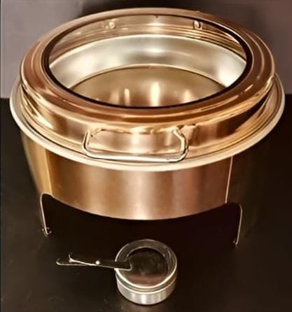 Chafing Dish Round  6L with Transparent Roof Top , Hydraulic Soft Close & Gel Based Heating - ROSE GOLD
