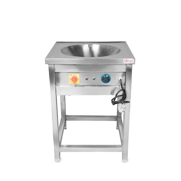 Electric Kadai 4.5KW for Commercial Use | Stainless Steel Body with Deep Bowl & Drain | Heavy-Duty Electric Wok Counter for Hotel, Restaurant & Catering Kitchen