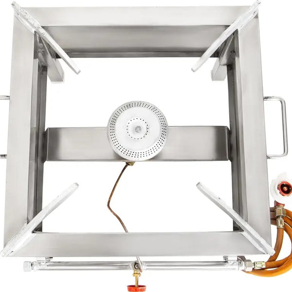 kiran 18X18X12 SS Stove/Bhatti with Brass nut hose pipe, and valve Stainless Steel Manual Gas Stove (1 Burners)