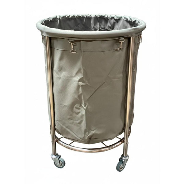 SS Round Laundry Trolley with Linen Bag