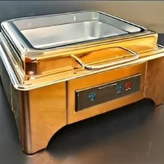 Chafing Dish Square  6L with Hydraulic Soft Close , INBUILT HEATER & DIGITAL TEMPERATURE CONTROLLER - FULL ROSE GOLD