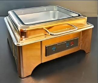 Chafing Dish Square  6L with Hydraulic Soft Close , INBUILT HEATER & DIGITAL TEMPERATURE CONTROLLER - FULL ROSE GOLD