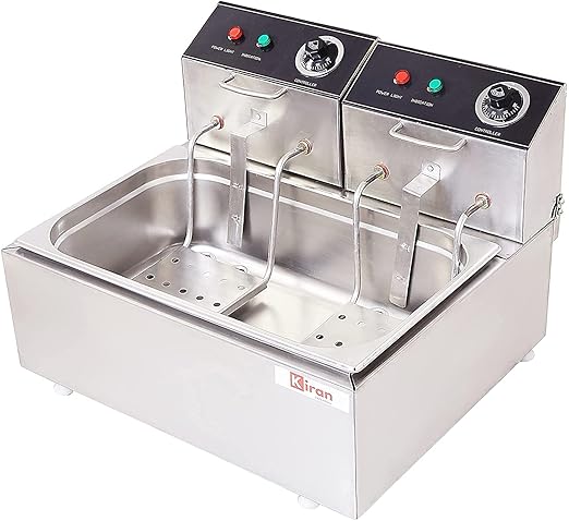 Kiran Enterprise Stainless Steel Electric 16-Liter Deep Fryer for Restaurant and Kitchen and Commercial Use.