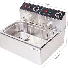 Kiran Enterprise Stainless Steel Electric 16-Liter Deep Fryer for Restaurant and Kitchen and Commercial Use.