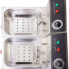 Kiran Enterprise Stainless Steel Electric 8 Liter Double Pan Deep Fryer with Detachable Leg for Restaurant and Kitchen and commercial Use